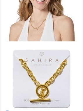 Sahira Waterproof Yellow Gold Chunky Toggle Chain Necklace